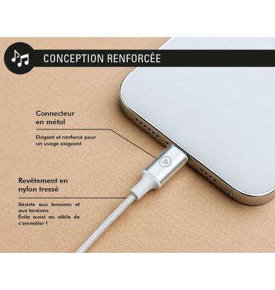 Ecouteurs USB C Force Play Bouton Conception renforcée Blanc  - 4