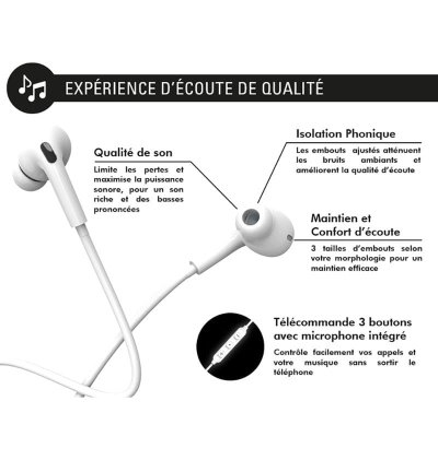 Ecouteurs Lightning Intra-auriculaire Conception renforcée Blanc - Force Play  - 3