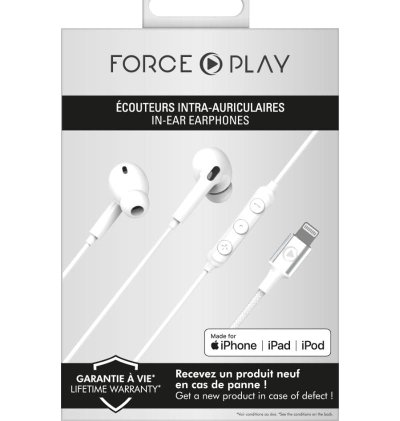 Ecouteurs Lightning Intra-auriculaire Conception renforcée Blanc - Force Play  - 5