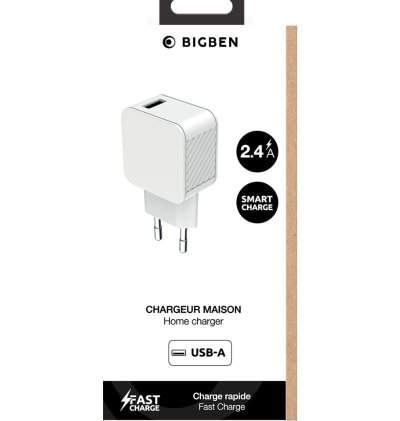 Chargeur maison 2.4A USB A FastCharge Blanc - Bigben