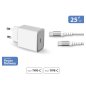 Chargeur maison 25W Power Delivery + Câble USB C/USB C Blanc Force Power