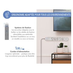 Parafoudre 6 prises 800j 1,5m Grise et Blanche - Force Power Lite  - 7