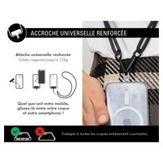 Bandoulière Universelle Amovible Longueur Ajustable Noire - Force Case  - 4