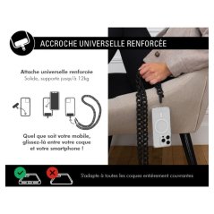 Bandoulière Universelle Amovible Noire Matte - Force Case  - 3