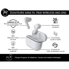 Force Play - Ecouteurs True Wireless ANC+ENC Force Play III Blanc - Garanti à vie  - 2