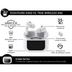 Force Play - Ecouteurs True Wireless ANC avec écran tactile Play Touch Blanc - Garanti à vie  - 2