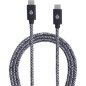 BigBen - Câble USB-C/USB-C - 3A - tissé  2 mètres - Gris